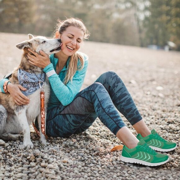 🆕Women's Breathable Mesh Sneakers Green Lightweight Comfortable Walking Tennis - Picture 3 of 5